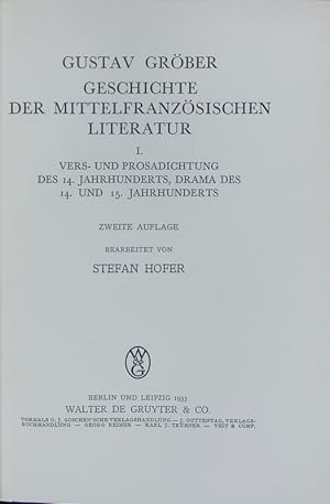 Bild des Verkufers fr Geschichte der mittelfranzsischen Literatur. 2. Auflage. zum Verkauf von Antiquariat Bookfarm