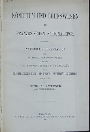 Bild des Verkufers fr Knigtum und Lehnswesen im franzsischen Nationalepos. zum Verkauf von Antiquariat Bookfarm