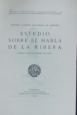 Bild des Verkufers fr Estudio sobre el habla de la Ribera (Comarca salmantina riberena del Duero). zum Verkauf von Antiquariat Bookfarm