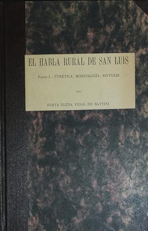 Imagen del vendedor de El habla rural de San Luis. a la venta por Antiquariat Bookfarm