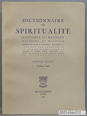 Image du vendeur pour DICTIONNAIRE DE SPIRITUALITE, ASCETIQUE ET MYSTIQUE DOCTRINE ET HISTOIRE. FASCICULES XLIV-XLV mis en vente par EL DESVAN ANTIGEDADES