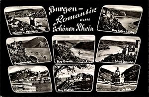 Bild des Verkufers fr Ansichtskarte / Postkarte Sankt Goarshausen am Rhein, Burgen-Romantik, Burg Katz, Die Pfalz, Ehrenbreitstein, Rheinstein zum Verkauf von akpool GmbH