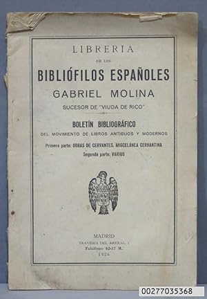 Imagen del vendedor de 1926.- CATALOGO. LIBRERIA DE BIBLIOFILOS ESPAOLES GABRIEL MOLINA a la venta por EL DESVAN ANTIGEDADES