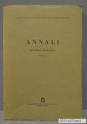 Seller image for Annali. Sezione Romanza, XXX, 1 for sale by EL DESVAN ANTIGEDADES