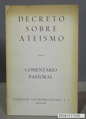 Imagen del vendedor de DECRETO SOBRE ATEISMO. COMENTARIO PASTORAL a la venta por EL DESVAN ANTIGEDADES