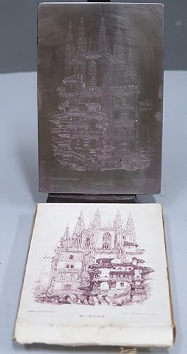 Imagen del vendedor de PLANCHA DE GRABADO. VISTA CATEDRAL DE BURGOS. COPIA DAVID ROBERTS. ESQUEMBRE GRABO a la venta por EL DESVAN ANTIGEDADES