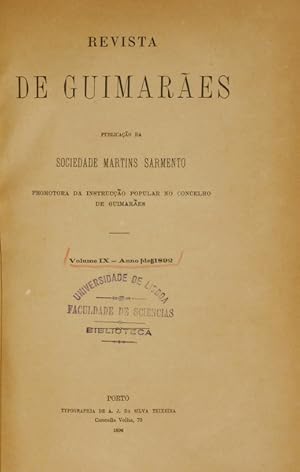 REVISTA DE GUIMARÃES, VOLUME IX-XII, 1892-1895.