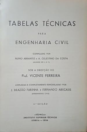 Image du vendeur pour TABELAS TCNICAS PARA ENGENHARIA CIVIL. [4. EDIO] mis en vente par Livraria Castro e Silva