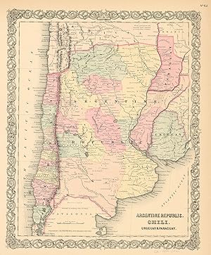 Seller image for J.H. Colton's 1855 Map of Argentine Republic, Chili, Uruguay, and Paraguay for sale by Art Source International Inc.