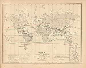 Seller image for Milner's 1850 Botanical Map showing the Distribution and Cultivation of some of the Most Important Plants over the Globe for sale by Art Source International Inc.