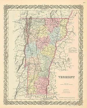 Bild des Verkufers fr J.H. Colton's 1855 Map of Vermont zum Verkauf von Art Source International Inc.