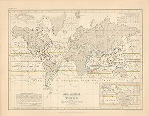 Seller image for Milner's 1850 Map of the World Showing the Distribution of Winds and their Influence on Navigation for sale by Art Source International Inc.