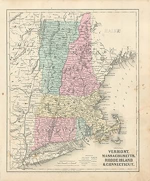 Bild des Verkufers fr Colton's 1860 Map of Vermont, Massachusetts, Rhode Island, and Connecticut zum Verkauf von Art Source International Inc.