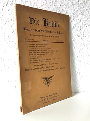 Die Kritik. Wochenschau des öffentlichen Lebens. II. Jahrgang, Nr. 37.