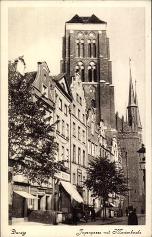 Ansichtskarte / Postkarte Danzig, Jopengasse, Marienkirche