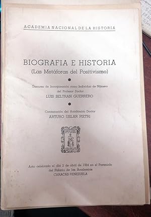 Seller image for BIOGRAFA E HISTORIA. LAS METAFORAS DEL POSITIVISMO. Discurso for sale by Itziar Arranz Libros & Dribaslibros