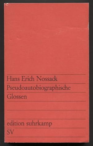 Imagen del vendedor de Pseudoautobiographische Glossen. (= Edition Suhrkamp 445.) a la venta por Antiquariat Neue Kritik