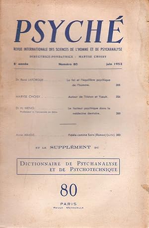 Imagen del vendedor de Psych : revue internationale des sciences de l'homme et de psychanalyse (dir. Maryse Choisy) n 80 juin 1953 a la venta por PRISCA