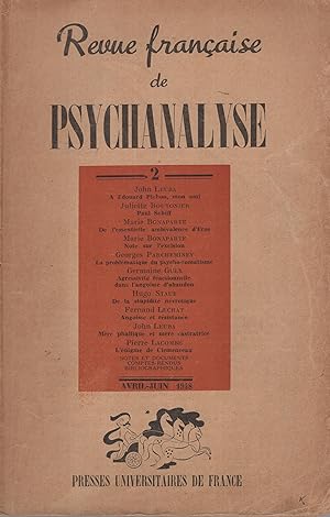 Seller image for Revue Franaise de Psychanalyse n 2 avril-juin 1948 for sale by PRISCA