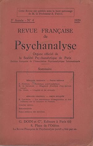 Image du vendeur pour Revue Franaise de Psychanalyse 3 anne n 4 1929 mis en vente par PRISCA