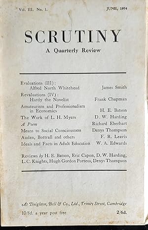 Seller image for Scrutiny June 1934 Vol. III, No. 1, for sale by Shore Books