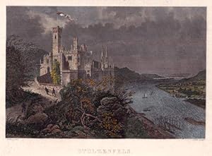 Bild des Verkufers fr Ansicht der Burg mit dem Rhein. Kolorierter Stahlstich von F.Foltz nach Rohmer. zum Verkauf von Antiquariat Heinz Tessin