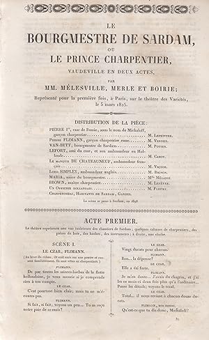 Seller image for Le Bourgmestre de Sardam : ou Le Prince charpentier : Vaudeville en deux actes : Reprsent pour la premire fois,  Paris, sur le thtre des Varits, le 5 mars 1825 for sale by PRISCA