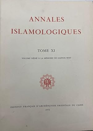 Image du vendeur pour Annales Islamologiques Tome XI (11) mis en vente par Kutub Ltd