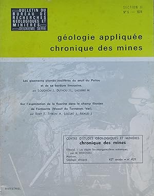 Seller image for BULLETIN du BUREAU de RECHERCHES GOLOGIQUES et MINIRES Deuxime Srie Section II N 5 - 1974 Gologie applique, chronique des mines for sale by Bouquinerie L'Ivre Livre