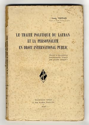 Le traité politique du Latran et la personalité en droit international public.