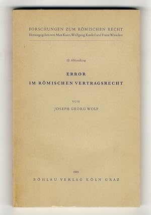 Seller image for Error in rmischen Vertragsrecht. for sale by Libreria Oreste Gozzini snc