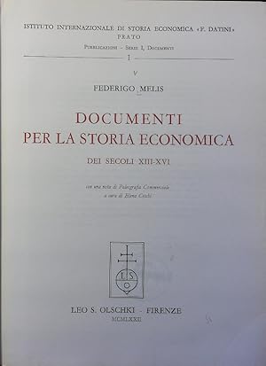 Immagine del venditore per Documenti per la storia economica dei secoli XIII - XVI. Pubblicazioni. venduto da Antiquariat Bookfarm