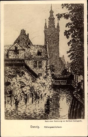 Künstler Ansichtskarte / Postkarte Hellingrath, Berthold, Danzig, Müllergewerkshaus