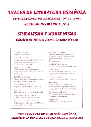 Anales de Literatura Española Nº 15 . Simbolismo y modernismo