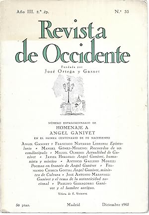 Revista de Occidente Nº 33 . Homenaje a Ángel Ganivet