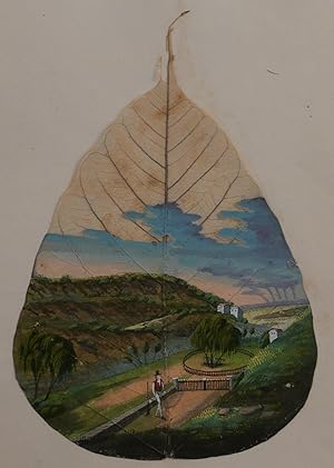 Original Gouache Drawing on a Plant Leaf (possibly, Saint Helena Redwood), Showing Napoleon Bonap...
