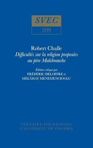 Image du vendeur pour Difficult s Sur La Religion Propos es Au P re Malebranche : Edition Critique D'apr s Un Manuscrit In dit mis en vente par GreatBookPricesUK