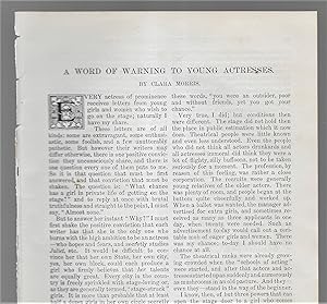 Seller image for A Word Of Warning To Young Actresses for sale by Legacy Books II