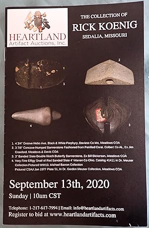 Image du vendeur pour Heartland Artifact Auction , September 13th, 2020 : The Rick Koenig Collection Sedalia, Missouri (Catalog) mis en vente par Weekly Reader