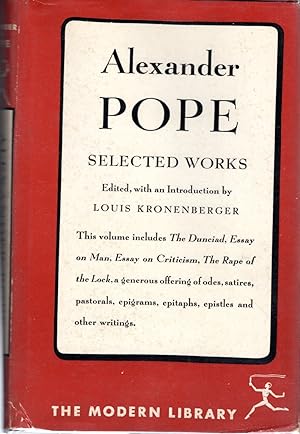 Bild des Verkufers fr Selected Works of Alexander Pope zum Verkauf von Dorley House Books, Inc.