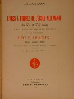 Catalogue LXXXI. LIVRES A FIGURES DE L'ECOLE ALLEMANDE des XV et XVI siècles.