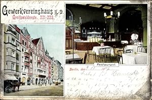 Ansichtskarte / Postkarte Berlin Prenzlauer Berg, Gewerkvereinshaus H.-D., Greifswalder Straße 22...