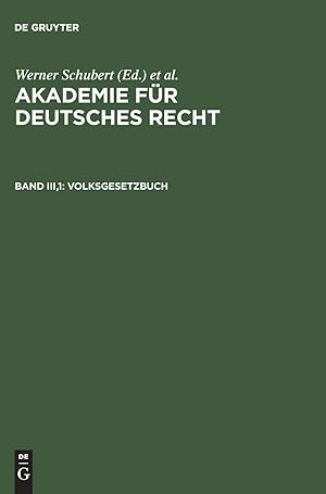 Image du vendeur pour Volksgesetzbuch: Teilentwrfe, Arbeitsberichte und sonstige Materialien (Akademie fr Deutsches Recht) mis en vente par Gabis Bcherlager