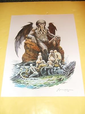 Original Art / Artwork of Cthulhu Rising from the Sea on Paper By Don Marquez ( H P Lovecraft rel...