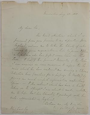 Ritchie, Joseph (ca. 1788-1819). Interesting Autograph Letter to John Whishaw, Secretary of the A...