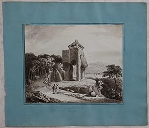 A Sepia Pen and Wash Watercolour View of Luis de Camões Grotto After the Aquatint from "A Picture...