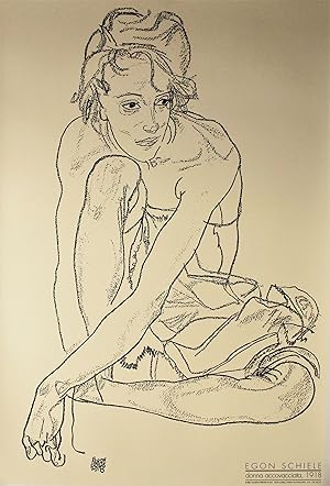 EGON SCHIELE: Donna Accovacciata (1918) - Original Serigraphed Poster, 100 x 70 cm