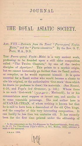 Imagen del vendedor de Extracts from the Tamil Purra-Porul Venba-Malai, and the Purra-Nannurru a la venta por PRISCA