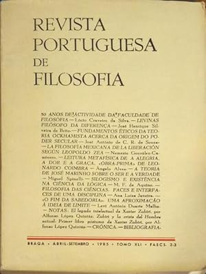 REVISTA PORTUGUESA DE FILOSOFIA, TOMO XLI, FASC. 2-3, ABRIL-SET., 1985.