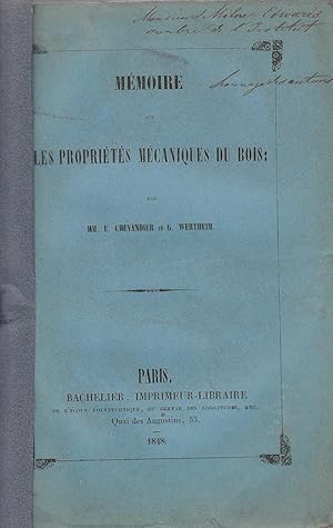 Imagen del vendedor de Mmoire sur les proprits mcaniques du bois a la venta por PRISCA